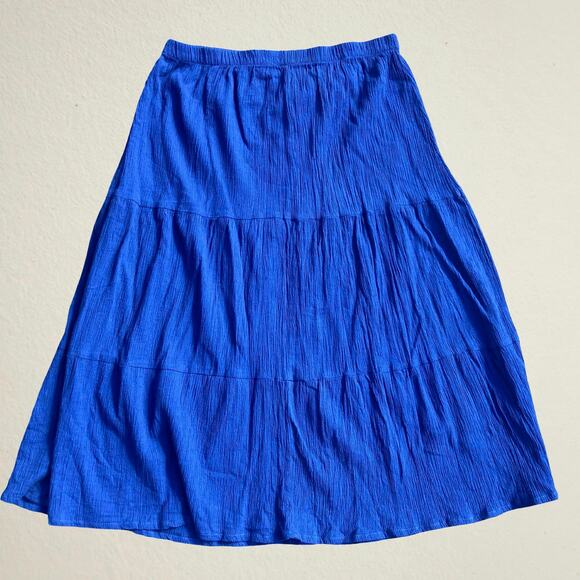 Vintage blue tiered peasant midi skirt boho chic fairy castlecore cottage - Picture 1 of 4